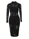 Hollow Out Mock Neck Bodycon Dress